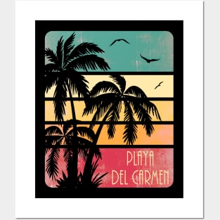 Playa Del Carmen Vintage Sunset Posters and Art